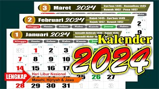 KALENDER 2024 Lengkap dengan tanggal merah  Hijriyah jawa  Download format CDR  template [upl. by Ymmit]