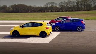 Peugeot 208 GTi vs Renault Clio 200 Vs Ford Fiesta ST  Top Gear  Series 20  BBC [upl. by Nevanod655]