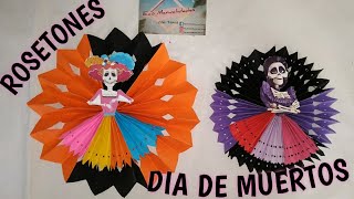 Rosetones de papel con hojas de colores para decorar en día de Muertos 💀 o Halloween 🎃 con catrinas [upl. by Safire]