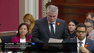 Pascal Bérubé présente une motion sur le traversier de Matane—BaieComeau—Godbout [upl. by Ettore]