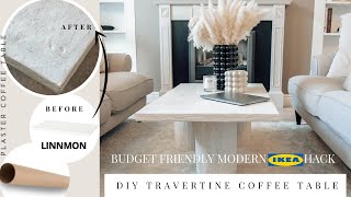 DIY Travertine coffee table  Budget friendly Modern IKEA hack Plaster coffee table  delilapipoly [upl. by Audly]