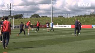 Manchester Uniteds Nick Powell scores a belter in England U21s training [upl. by Akinimod397]