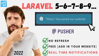 Real time notification in php laravel  Updated 2022  Super easy [upl. by Cinimod]