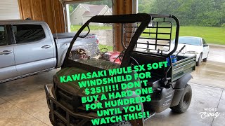 Kawasaki Mule SX soft windshield unboxingreviewinstall [upl. by Rfinnej324]