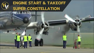 Super Constellation smokey engine startup and takeoff at Altenrhein [upl. by Litsyrk]