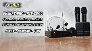 Phenyx Pro  PTV2000 4Channel Wireless HandheldLavalier Microphone System  DJ Test REVIEW [upl. by Amilah]