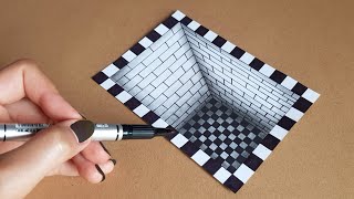 VERY EASY HOW TO DRAW 3D HOLE ILLUSION  3D TRICK ART ON PAPER  3D DRAWING HOLE EASY 3D DRAWING [upl. by Rosenthal855]