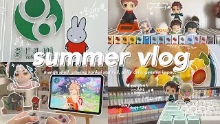 summer vlog 🎏 manga shelf organizing going out miffy cafe playing honkai star rail muji haul [upl. by Alcina897]