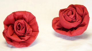 Blumen basteln Rose aus Krepppapier Feinkrepp basteln How to make crepe paper roses flowers [upl. by Elik]