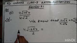 Class 9 RD Sharma Chapter 3 Rationalisation Exercise 31 Question1class9maths rdsharmamathsclass9 [upl. by Hungarian]