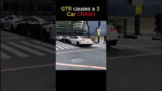 GTR Slams into Two Cars  gtr cars supercars nissangtr [upl. by Ahsain]