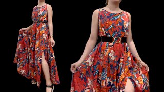 🌹 cutting and sewing dress this way is easy  sewing beautiful and cool summer dresses [upl. by Anestassia]