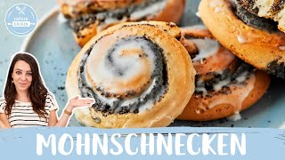 Mohnschnecken Rezept  Hefeschnecken mit Mohnfüllung  Einfach Backen [upl. by Stearns]