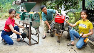 TIMELAPSE Genius girl repairs and restores tractor and grain separator engines [upl. by Ahsikahs]