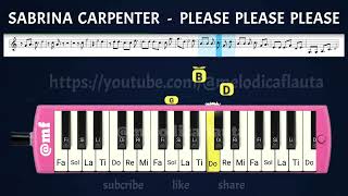 EASY NOTES MELODICA PLEASE PLEASE PLEASE SABRINA CARPENTER [upl. by Alard]