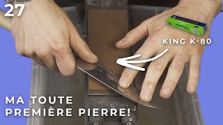 On affûte un couteau japonais sur ma toute première pierre  Aiguisage sur pierre King k80 [upl. by Aiza]