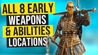 Assassins Creed Valhalla  ALL 8 Weapons amp Abilities EARLY Locations BEFORE You Go To England [upl. by Kacey553]