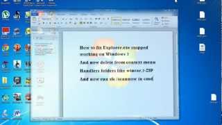 How to fix Explorerexe 100 working tutorial stopped workingnot responding for windows 7 [upl. by Shaughnessy]