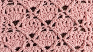 How to Crochet Lace Pattern Step by Step PRETTY Diamond Trellis Stitch [upl. by Anikahs]