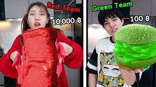 แข่งทำอาหารตามสี สุ่มงบ 100 vs 10000 บาท [upl. by Derreg]