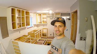 How To DIY Kitchen Cabinets Complete Kitchen Remodel PT1 Make Cabinets FaceFrames and installation [upl. by Namad]