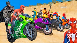 HOMEM ARANHA e AMIGOS COM MOTOS NOVO DESAFIO DE MOTOS NA RAMPA DE HÉLICES  GTA V [upl. by Phaidra]