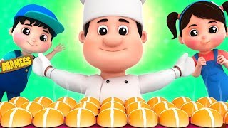 Hot Cross Buns  Nursery Rhymes For Children by Farmees [upl. by Aillicsirp]