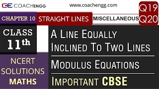 STRAIGHT LINES Exercise Miscellaneous Question 19 and 20  NCERT Chapter 10  Class 11 CBSE Maths [upl. by Marron]