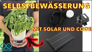 Selbstbewässerung Blumentopf für Pflanzen Solar USB Akku ESP8266 zum Nachbauen mit Code Tutorial [upl. by Monteria]