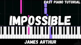 James Arthur  Impossible Easy Piano Tutorial [upl. by Tareyn]