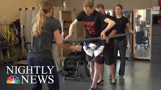 New Device Helps Paralyzed Patients Walk Again  NBC Nightly News [upl. by Aihsein918]