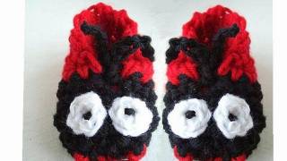 HOW TO CROCHET LADY BUG SLIPPERS [upl. by Eanat]