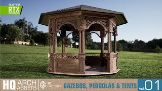 UE4 Gazebos pergolas and tents HQ Assets [upl. by Krispin]