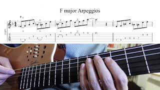 《 Guitar Exercise 106 》 F major Arpeggios 【TAB ⇒ 概要欄】  アルペジオ  Fコードでエクササイズ！ [upl. by Leoni987]