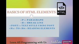 Basic Tags of HTML  simple HTML Elements  Basics HTML Elements Examples  avadhtutor [upl. by Kimball387]