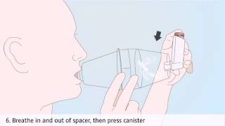 Asthma treatment how to use a metereddose inhaler multiple breath with a spacer [upl. by Latashia]