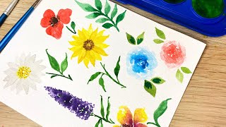 6 EASY beginner friendly watercolor flower doodles  How to paint Flowers with Giotto STEP BY STEP 🌸 [upl. by Uahc]