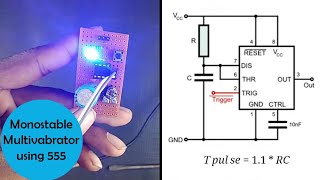 Monostable Multivibrator using 555 timer  SdevElectronics [upl. by Kaylee]