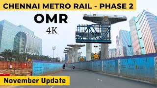 Chennai Metro Rail Phase 2  OMR  Madhya kailash to Sholinganallur  OMR U Flyover  4K Chennai 20 [upl. by Nnawtna]