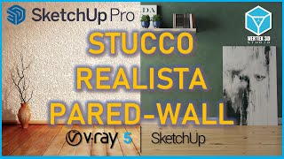 MATERIAL STUCCOPARED REALISTA  Vray 5  Sketchup  07 de 30 [upl. by Jaquenetta]