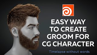 Easy way to create groom for your character  Timelapse  3D  Houdini [upl. by Arsuy]