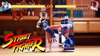 Street Fighter V Chung Li Punching Red Bull Can With Ultra Combo Stop Motion [upl. by Warford]