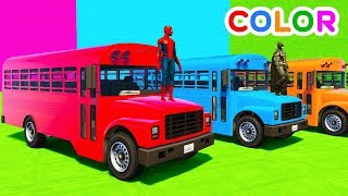 Learn Colors Big School Bus w Superheroes Cartoon For Kids amp Babies Cars Fun Animation [upl. by Lytton]