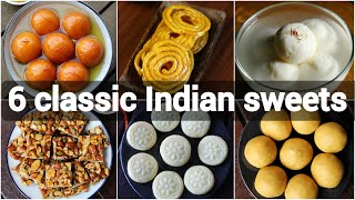 6 quick amp easy indian sweets recipes  classic indian desserts  indian festival sweets recipes [upl. by Garik]