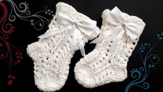 😍 Hermosos Calcetines largos crochet  Medias Tejidas para Bebe Ganchillo ♥️ [upl. by Zawde]