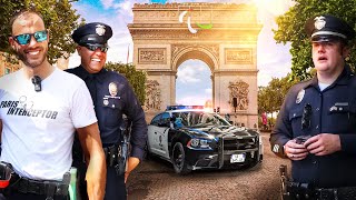 On RENCONTRE les POLICIERS DE LOS ANGELES à Paris avec NOS VOITURES de POLICE Jeux Olympiques 2024 [upl. by Ahseyk]