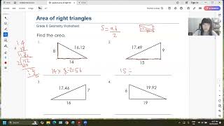 K5 Math G4 Area of Right Triangles 加拿大小学4年级求三角形面积 [upl. by Aduhey663]