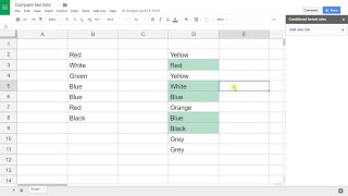 Google Sheets  Compare Two Lists for Matches or Differences [upl. by Wilser]