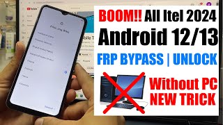 All ITEL FRP Bypass Android 13 Without PC  itel frp Unlock Google Account Remove [upl. by Kenweigh]