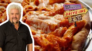 Guy Fieri Tries Baked Ziti PIZZA  Diners DriveIns and Dives  Food Network [upl. by Ydospahr]